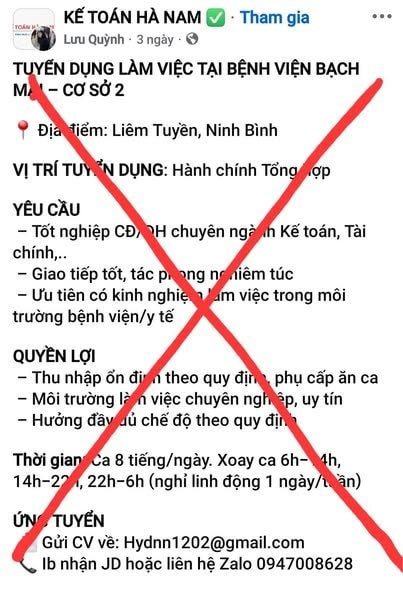 Cảnh báo từ Bệnh viện Bạch Mai về fanpage giả mạo thông tin tuyển dụng - Ảnh 3.