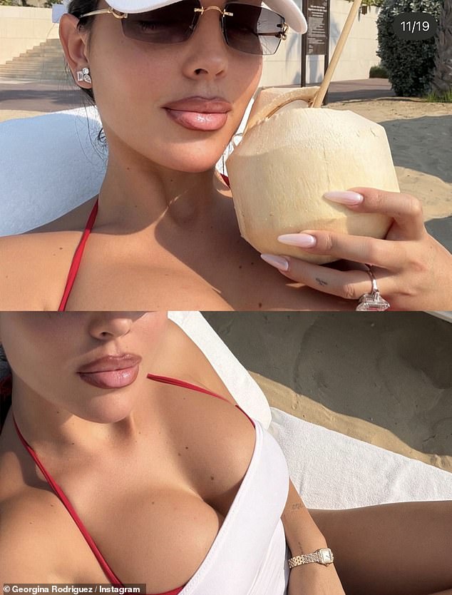 Vị hôn thê của Ronaldo diện bikini đỏ khoe body “bốc lửa" sau khi chốt địa điểm siêu đám cưới, visual "rich mom" đỉnh chóp - Ảnh 2.