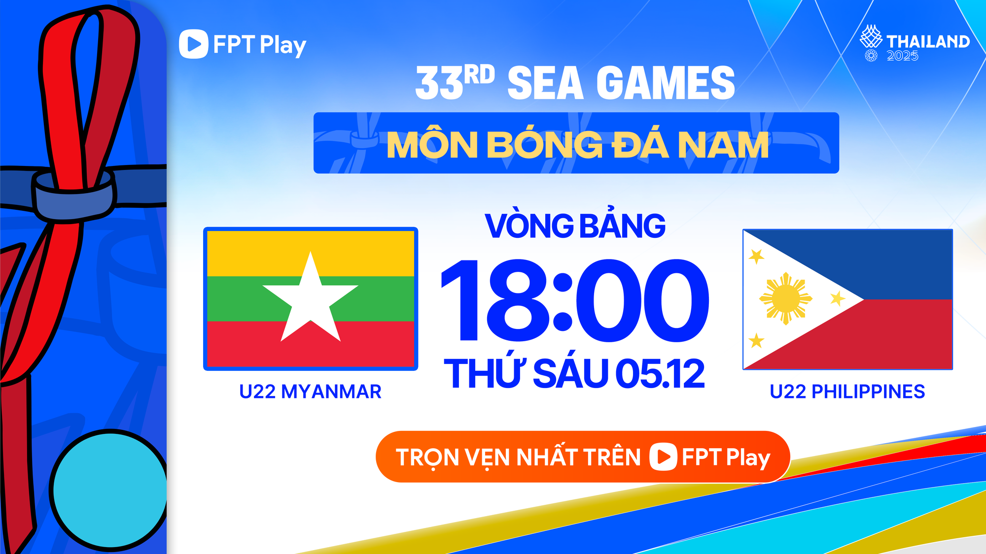 Xem TRỰC TIẾP bóng đá SEA Games 33: U22 Myanmar vs U22 Philippines - Ảnh 1.