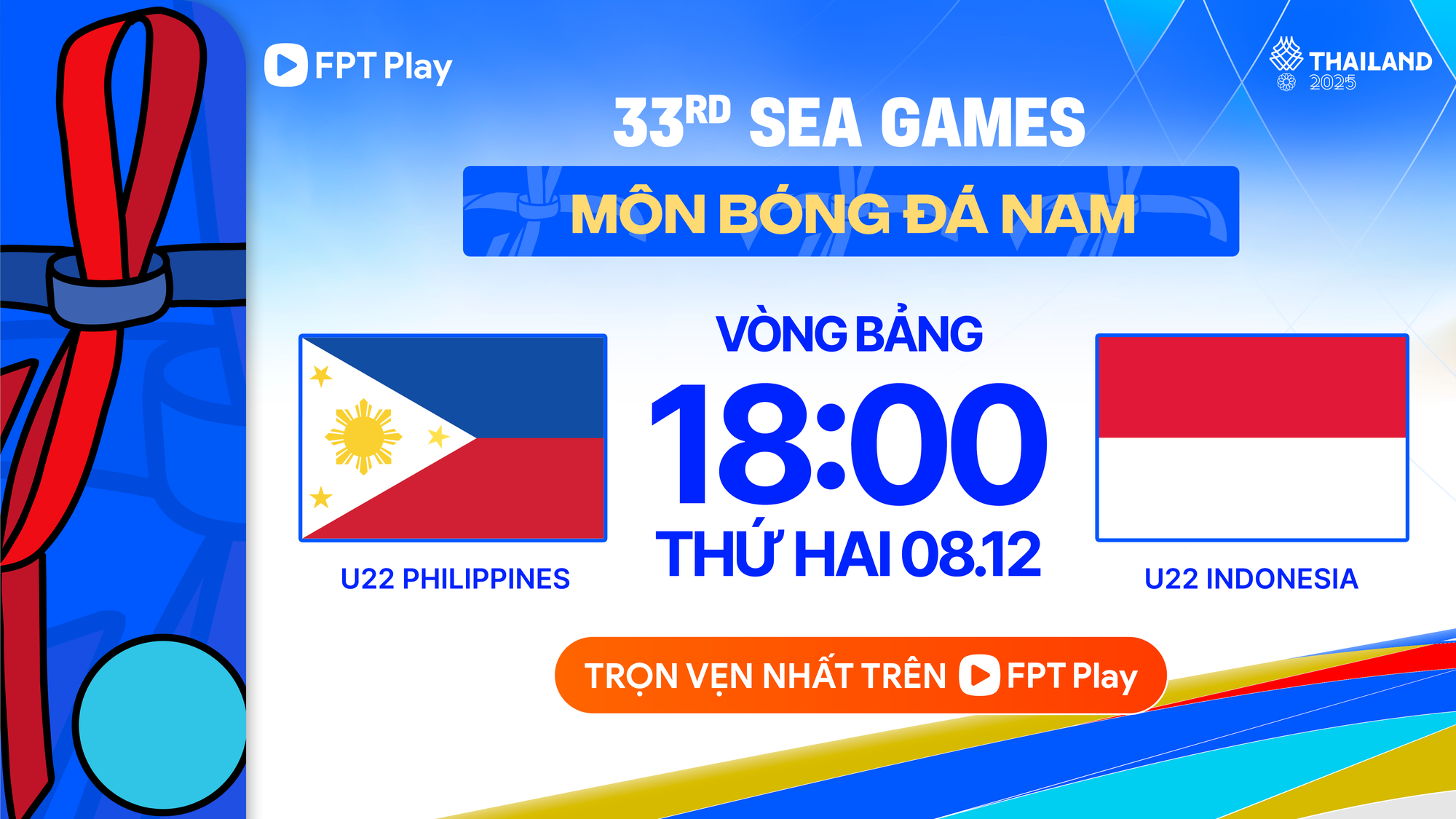 Xem TRỰC TIẾP bóng đá SEA Games 33: U22 Philippines vs U22 Indonesia - Ảnh 1.