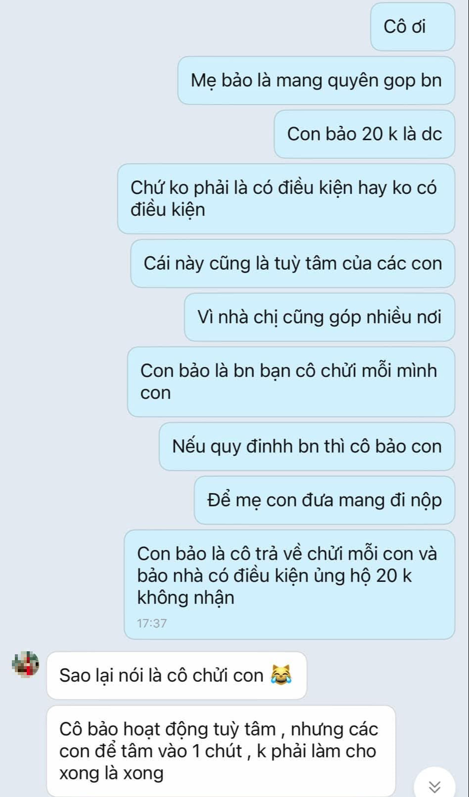 Ủng hộ bạn ngh&egrave;o 20.000 đồng, học sinh Hải Ph&ograve;ng bị c&ocirc; gi&aacute;o ch&ecirc; "kh&ocirc;ng c&oacute; l&ograve;ng người": C&aacute;ch giải th&iacute;ch c&agrave;ng g&acirc;y bức x&uacute;c - Ảnh 1.