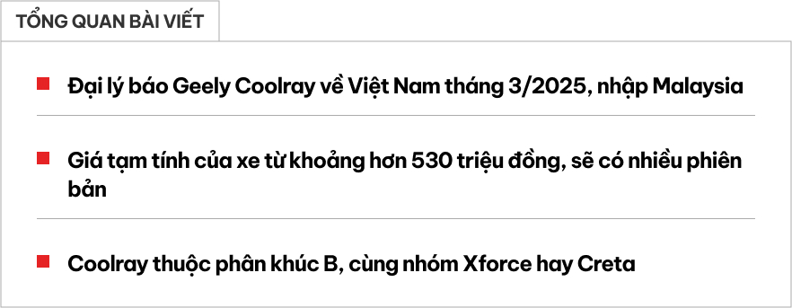 Geely Coolray dễ về Việt Nam tháng sau: Giá dự kiến hơn 530 triệu, rẻ hơn hẳn Xforce, Creta- Ảnh 1.