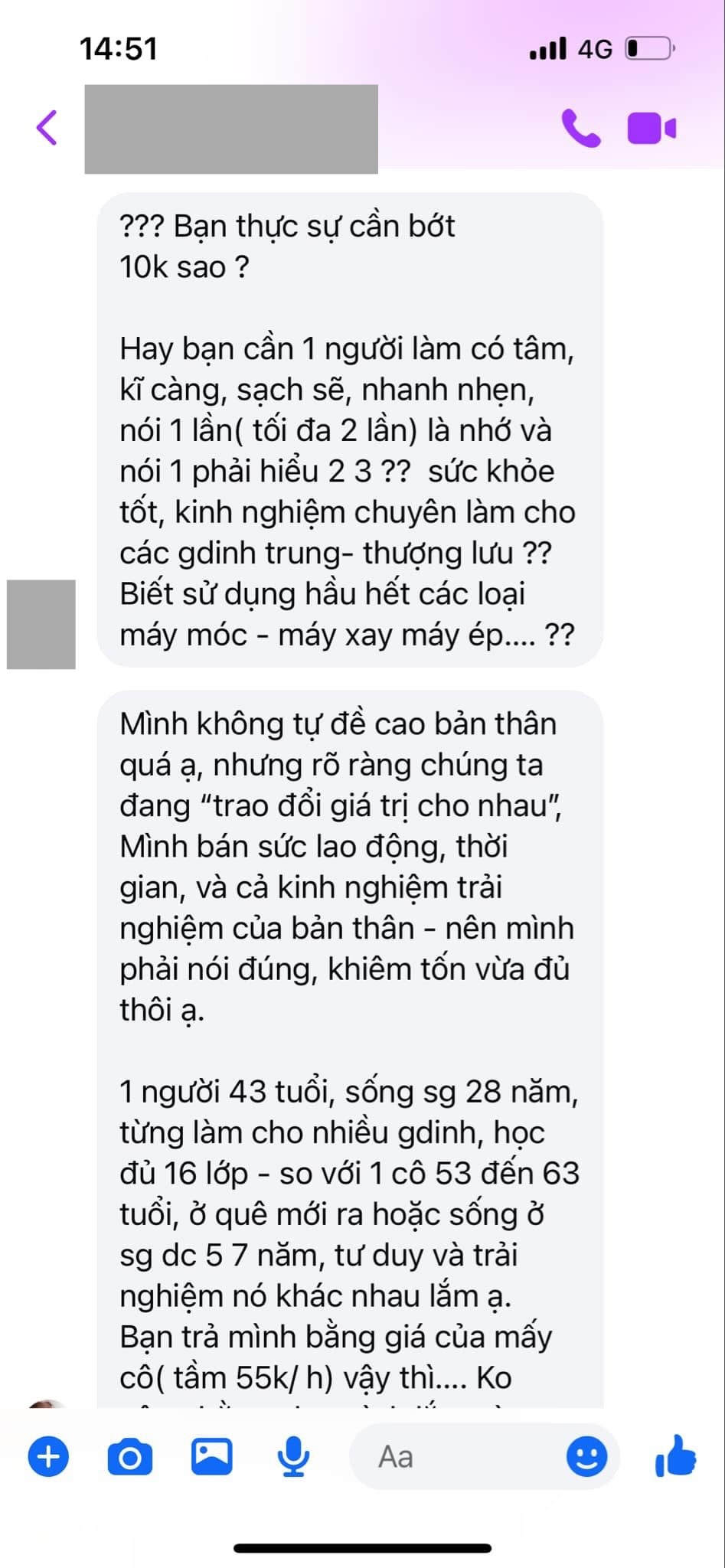 Thu&ecirc; gi&uacute;p việc nhưng x&eacute;n bớt 10K, chủ nh&agrave; ở TP.HCM nhận tin nhắn "dạy đời" d&agrave;i 3 trang: Ai mới đ&uacute;ng? - Ảnh 1.