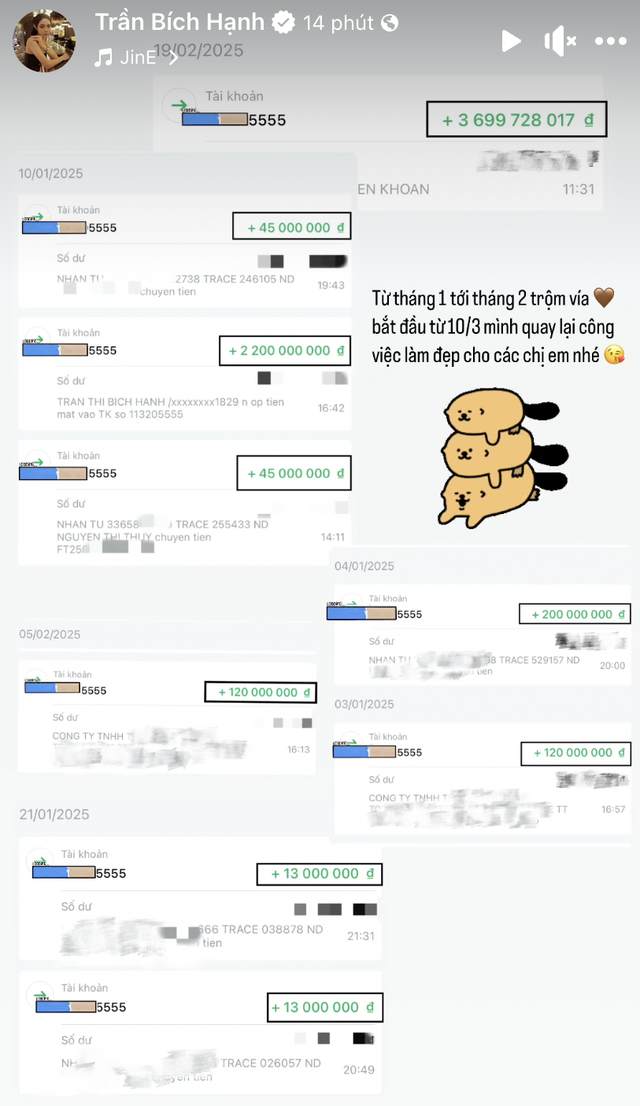 Bạn gái Văn Thanh khoe biến động số dư dài dằng dặc, 2 tháng đã kiếm tới 6 tỷ, sao mà giàu thế!- Ảnh 1. Bạn gái Văn Thanh khoe biến động số dư dài dằng dặc, 2 tháng đã kiếm tới 6 tỷ, sao mà giàu thế!- Ảnh 1.