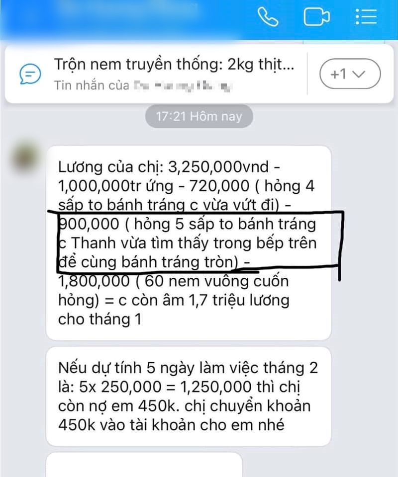 Chủ quán phở bị tố chèn ép nhân viên gây bức xúc: Nghỉ việc trừ "âm" lương, 5 sấp bánh tráng bồi thường 1,6 triệu? - Ảnh 2. Chủ quán phở bị tố chèn ép nhân viên gây bức xúc: Nghỉ việc trừ "âm" lương, 5 sấp bánh tráng bồi thường 1,6 triệu? - Ảnh 2.