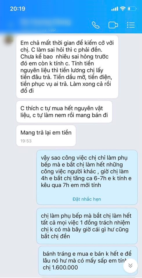 Chủ quán phở bị tố chèn ép nhân viên gây bức xúc: Nghỉ việc trừ "âm" lương, 5 sấp bánh tráng bồi thường 1,6 triệu? - Ảnh 4. Chủ quán phở bị tố chèn ép nhân viên gây bức xúc: Nghỉ việc trừ "âm" lương, 5 sấp bánh tráng bồi thường 1,6 triệu? - Ảnh 4.