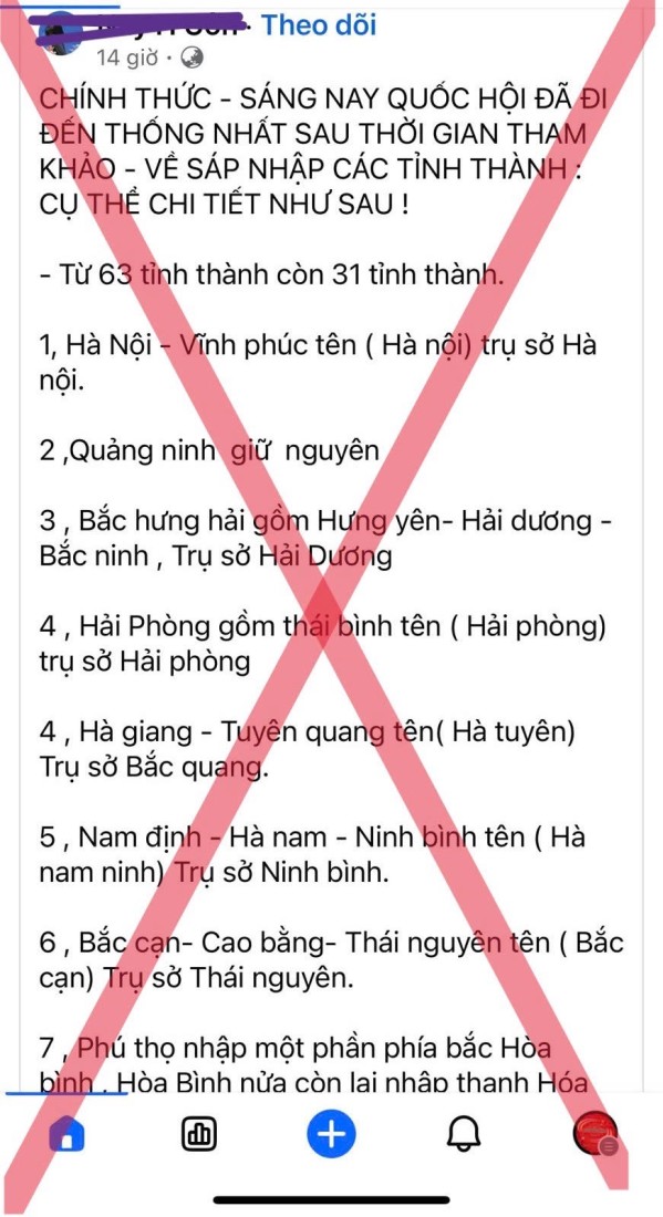 Công an cảnh báo tin giả, tin sai sự thật việc sáp nhập các tỉnh, TP - Ảnh 1.