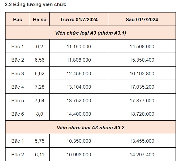 BẢNG LƯƠNG MỚI CỦA VIÊN CHỨC- Ảnh 1.