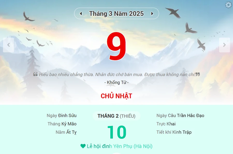Lịch &acirc;m 9 / 3 / 2025: Ng&agrave;y tốt xấu v&agrave; giờ đẹp Xuất h&agrave;nh - Ảnh 1.