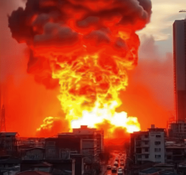 Cột lửa h&igrave;nh nấm cao trăm m&eacute;t bốc l&ecirc;n dữ dội tại Malaysia: Đứng xa h&agrave;ng c&acirc;y số vẫn thấy &aacute;m ảnh! - Ảnh 1.