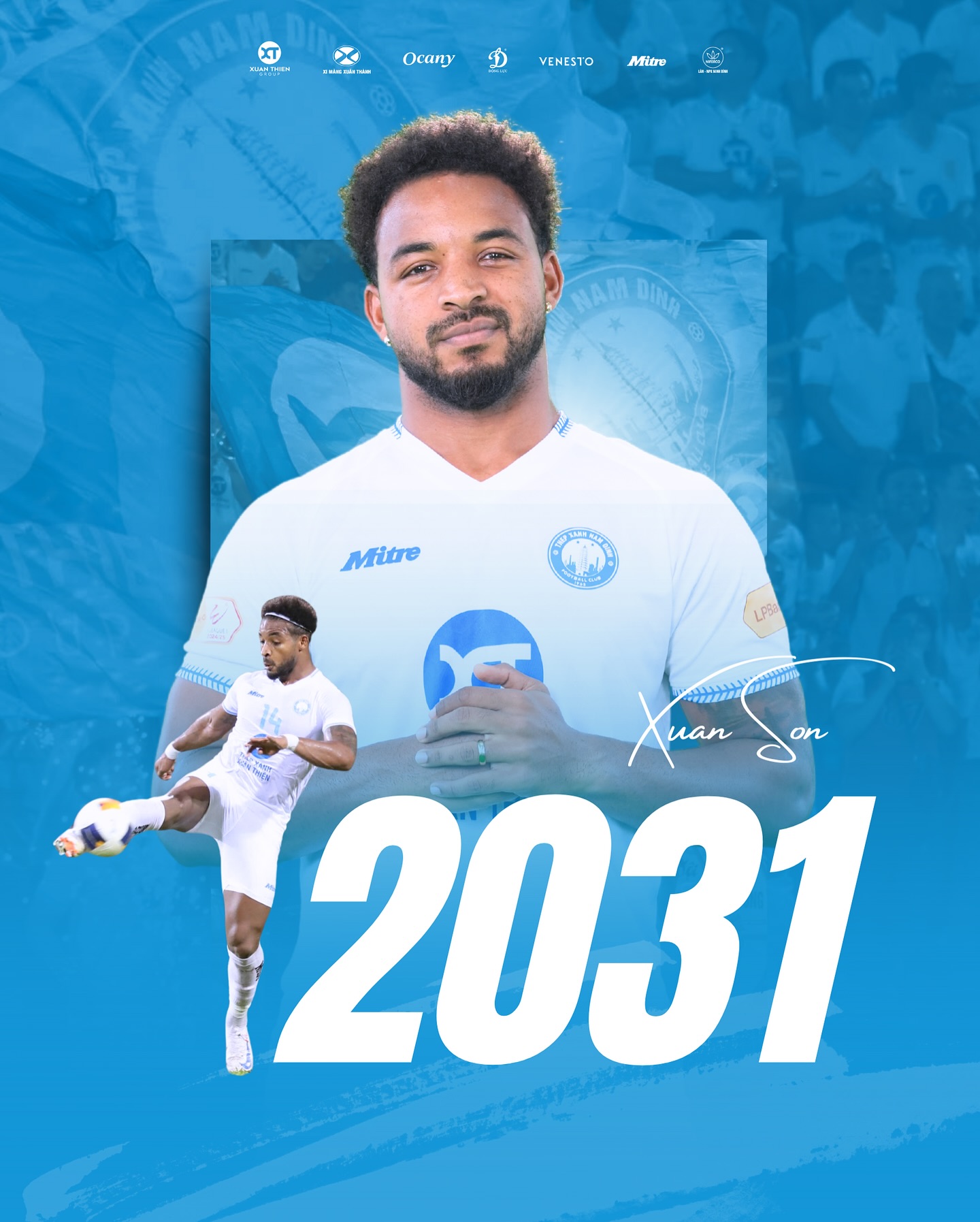 Tiền đạo Nguyễn Xuân Son gắn bó với Nam Định FC đến năm 2031 - Ảnh 1.