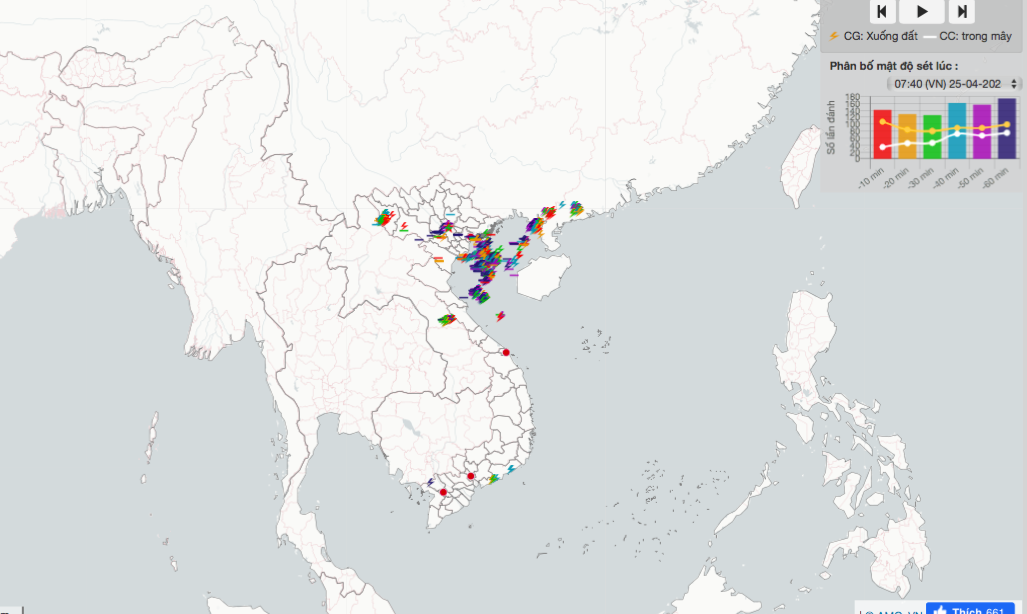 Miền Bắc ghi nhận hơn 23 ngàn cú sét đánh rạng sáng 25 - 4 - Ảnh 1. Miền Bắc ghi nhận hơn 23 ngàn cú sét đánh rạng sáng 25 - 4 - Ảnh 1.