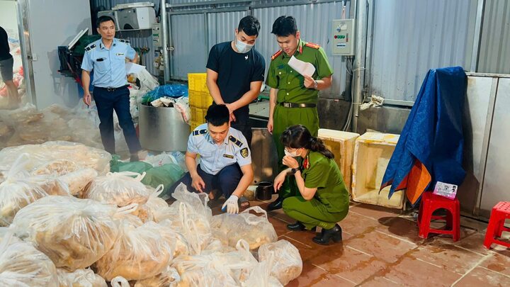Công an Hà Nội phát hiện 10 tấn nội tạng hôi thối chuẩn bị đưa vào nhà hàng - Ảnh 1.