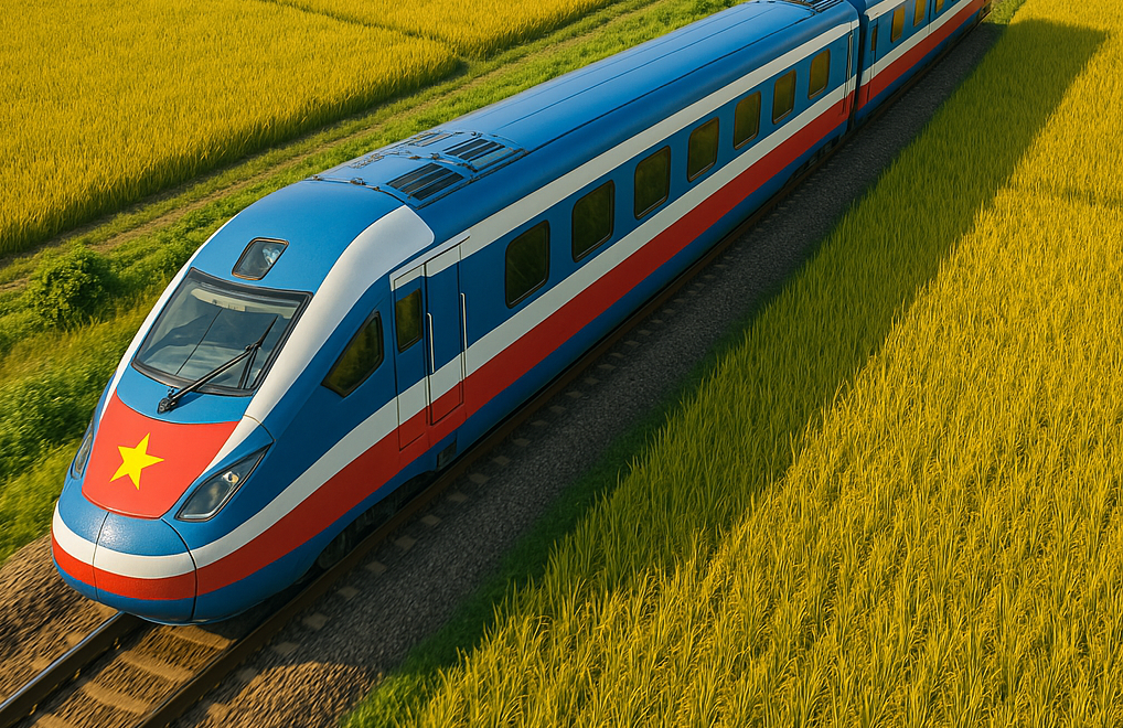 Choáng ngợp cảnh tàu 350km/h băng qua cánh đồng lúa chín và bờ biển đẹp như tranh vẽ ở Việt Nam - Ảnh 2.