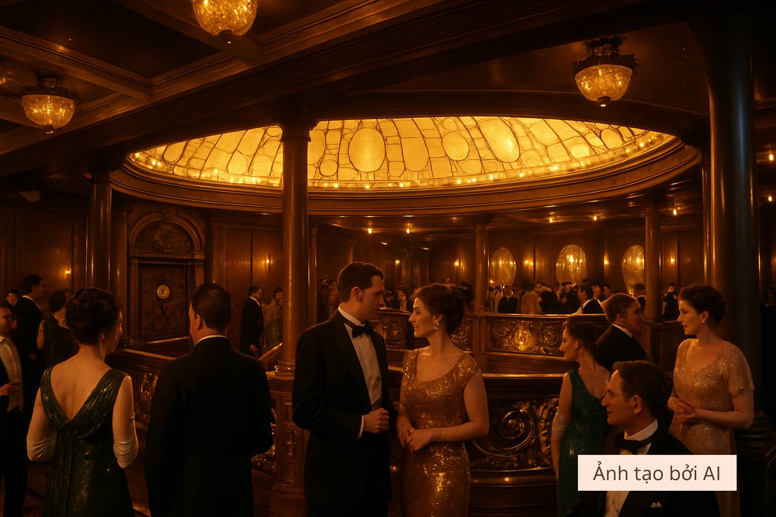 Khi AI t&aacute;i hiện ch&acirc;n thực đ&ecirc;m tiệc cuối c&ugrave;ng tr&ecirc;n t&agrave;u Titanic: Sự xa hoa tột c&ugrave;ng che mờ mọi hiểm họa- Ảnh 2.