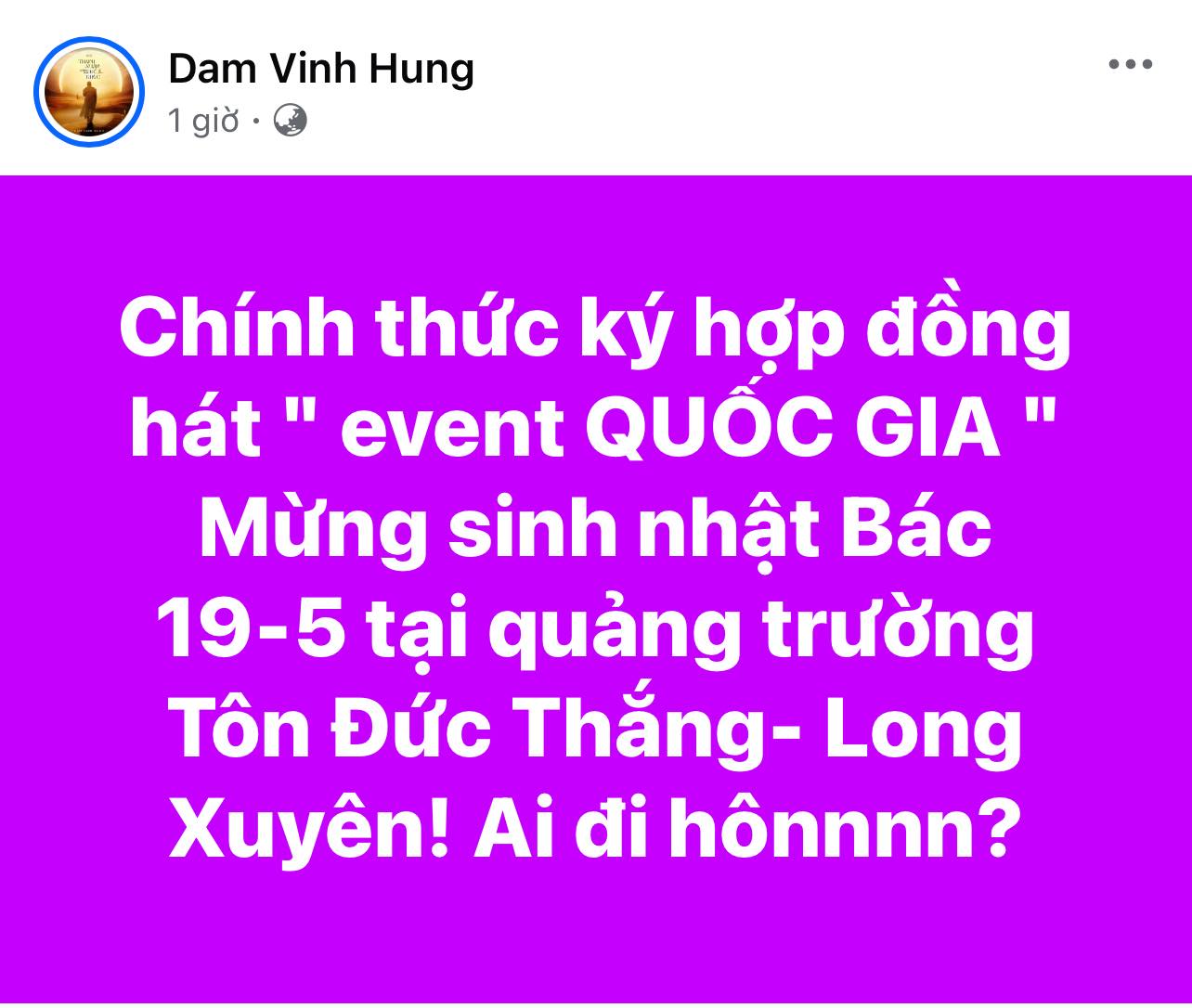Tỉnh An Giang không mời ca sĩ Đàm Vĩnh Hưng hát trong dịp 19/5 - Ảnh 1.