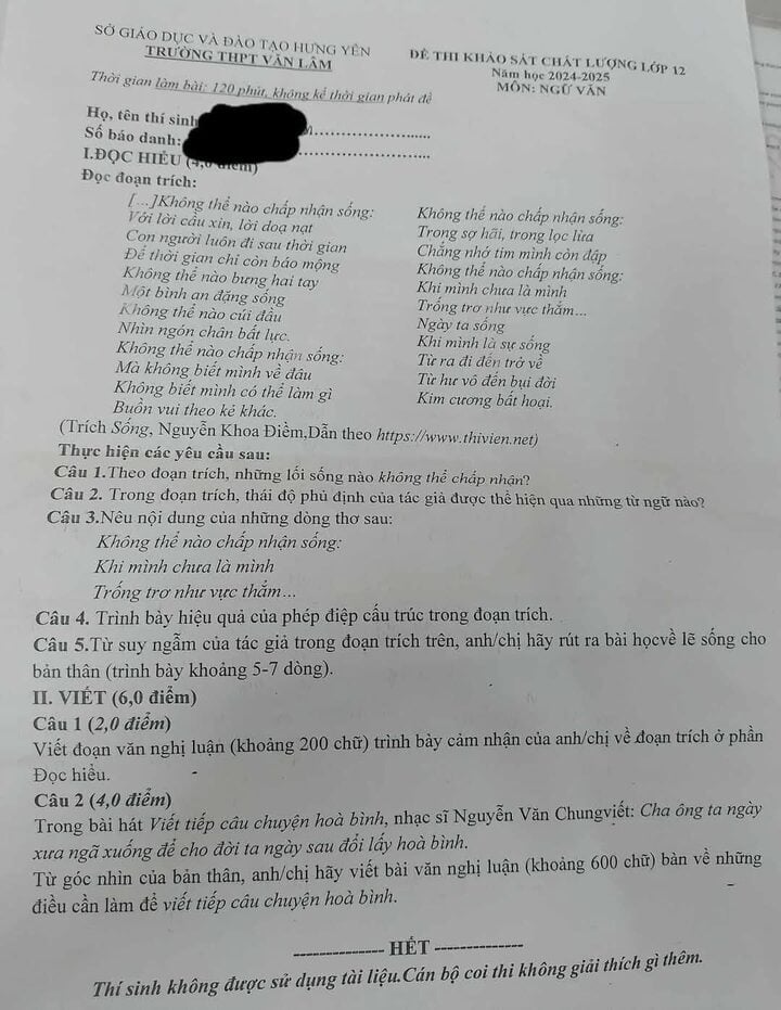 Ca khúc Viết tiếp câu chuyện hòa bình gây sốt trong đề thi Văn các trường THPT - Ảnh 1.