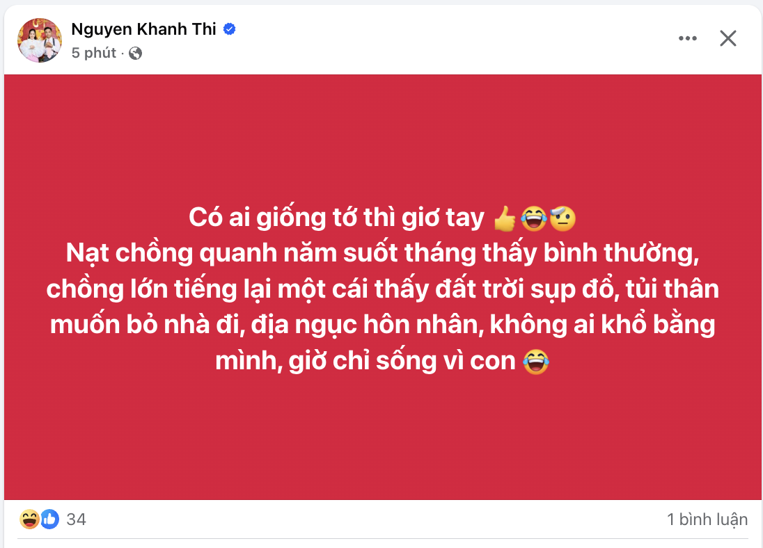 Khánh Thi bỗng nói hôn nhân với Phan Hiển là 'địa ngục', chỉ sống vì con, muốn bỏ nhà đi,... vì đâu nên nỗi?- Ảnh 1.