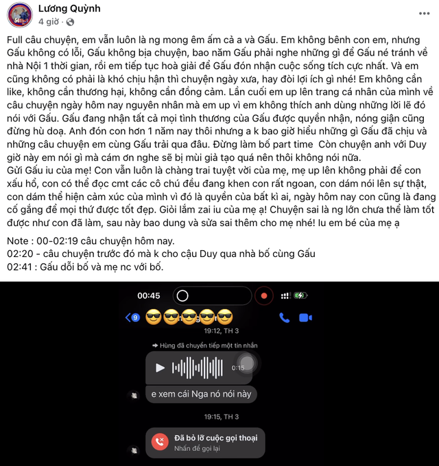 Quỳnh Lương “bóc phốt” chồng cũ, tung ghi âm cãi cọ căng thẳng: Anh động vào con tôi là anh sai rồi- Ảnh 5. Quỳnh Lương “bóc phốt” chồng cũ, tung ghi âm cãi cọ căng thẳng: Anh động vào con tôi là anh sai rồi- Ảnh 5.