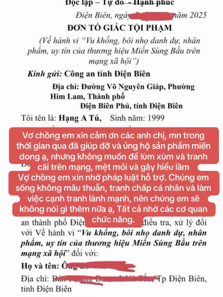 Vợ chồng Sùng Bầu làm đơn gửi cơ quan chức năng vì bị "vu khống, bôi nhọ" - Ảnh 2. Vợ chồng Sùng Bầu làm đơn gửi cơ quan chức năng vì bị "vu khống, bôi nhọ" - Ảnh 2.