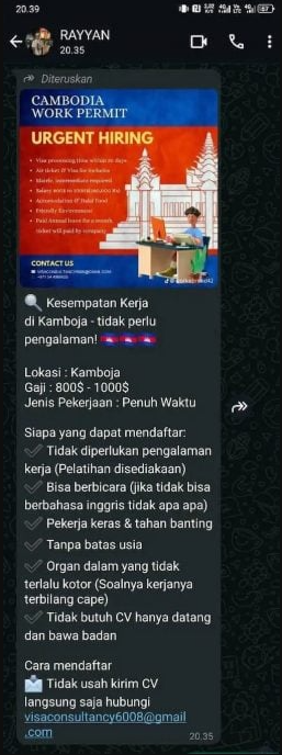 Sợ h&atilde;i quảng c&aacute;o tuyển dụng l&agrave;m việc tại Campuchia: Kh&ocirc;ng cần bằng cấp, lương 26 triệu đồng, y&ecirc;u cầu "Phải c&oacute; nội tạng sạch"- Ảnh 1.