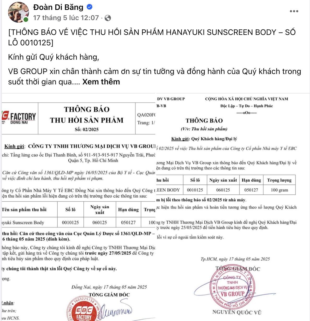 Vì sao Đoàn Di Băng bị liên quan đến việc tạm dừng hồ sơ mỹ phẩm của chồng? - Ảnh 3. Vì sao Đoàn Di Băng bị liên quan đến việc tạm dừng hồ sơ mỹ phẩm của chồng? - Ảnh 3.