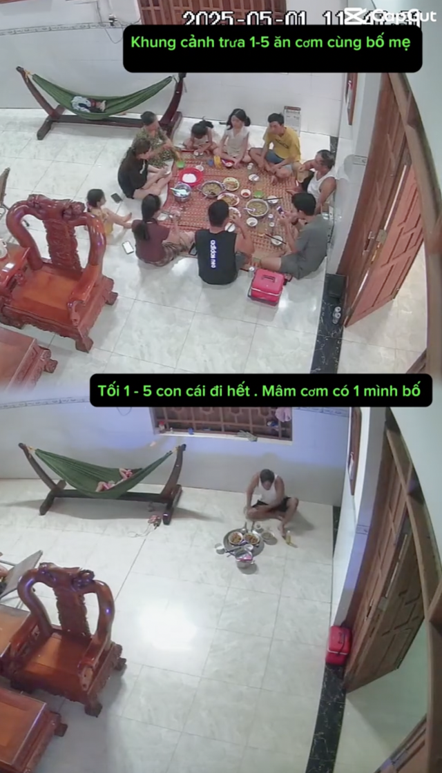 Sự đối lập trong bữa cơm của bố qua camera khiến con gái xem xong thấy bất lực, nước mắt chảy dài- Ảnh 1.