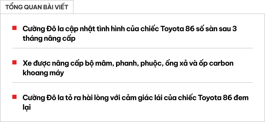 Toyota 86 số sàn lột xác sau 3 tháng về tay Cường Đô la, đến chính chủ phải công nhận: ‘Không nghĩ xe mang lại nhiều cảm giác thú vị đến vậy’ - Ảnh 1.