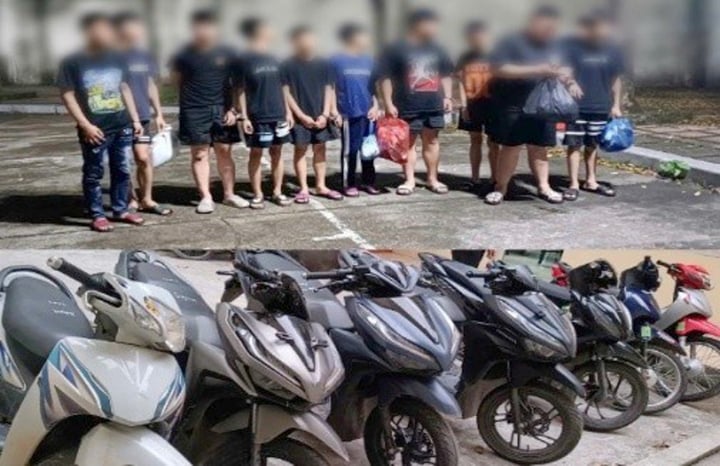 Nhóm ' quái xế ' Hà Nội gây rối trật tự công cộng bằng hung khí và chai thủy tinh - Ảnh 1.