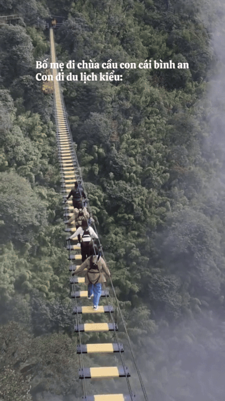 Bố mẹ ở nhà cầu bình an, con cái đi du lịch đu zipline, nhảy dù lượn: Trend này không cần đu vì ai cũng đã từng!- Ảnh 4. Bố mẹ ở nhà cầu bình an, con cái đi du lịch đu zipline, nhảy dù lượn: Trend này không cần đu vì ai cũng đã từng!- Ảnh 4.