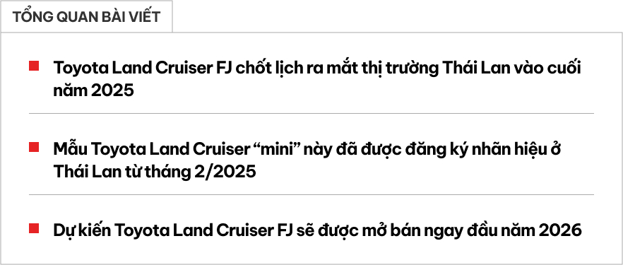 Tiểu Toyota Land Cruiser chốt lịch ra mắt: Chỉ 1 phiên bản động cơ, trục cơ sở ngang Mitsubishi Xforce - Ảnh 1.