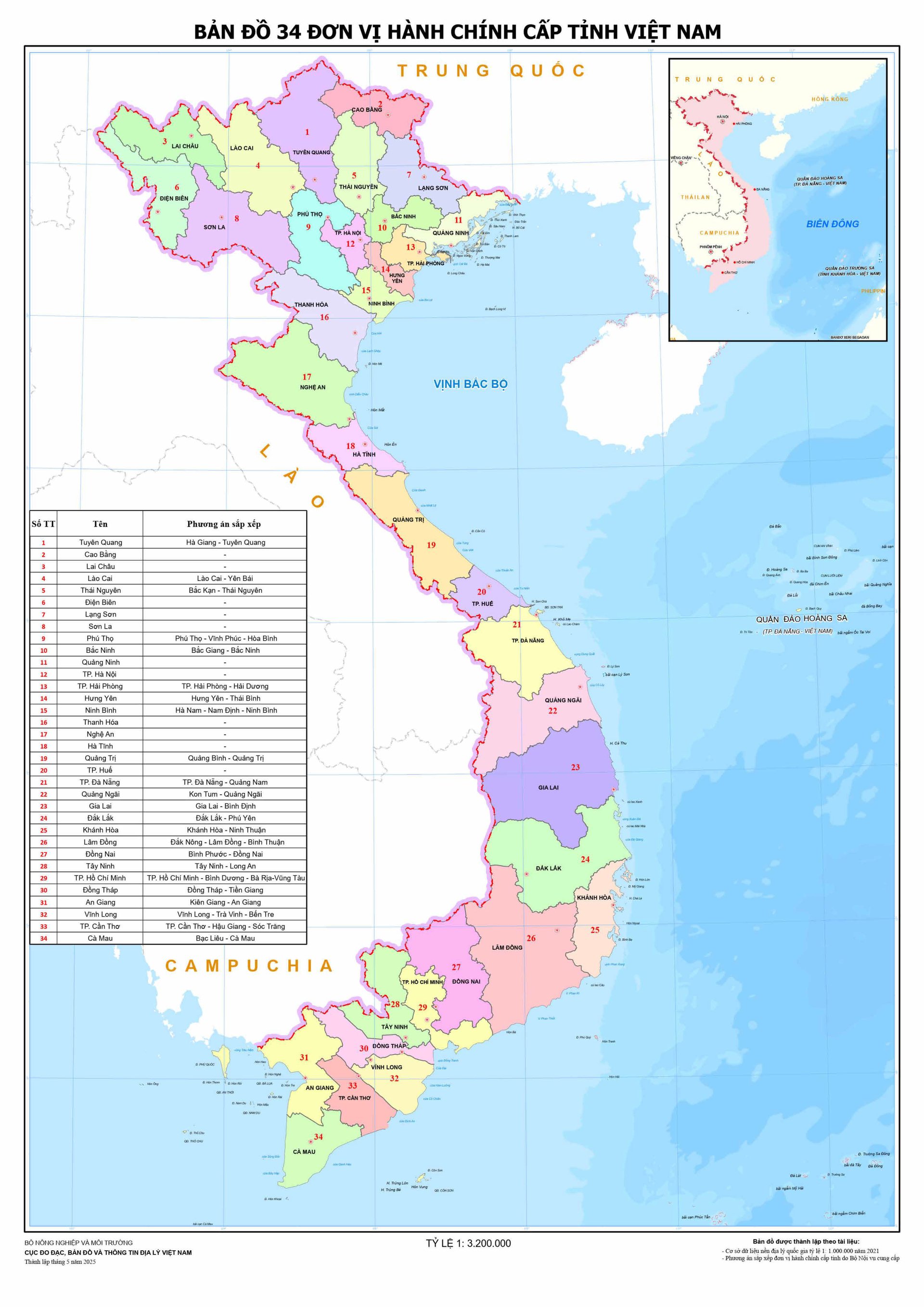 Bản đồ tỉnh thành Việt Nam: 34 Địa phương mới sau sáp nhập năm 2025 - Ảnh 1.