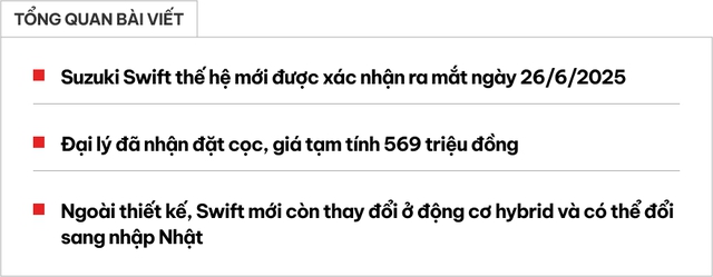 Suzuki Swift chốt ra mắt Việt Nam tháng này: Giá tạm tính 569 triệu đồng, thêm hybrid, đổi nhập Nhật có đủ làm khó Mazda2? - Ảnh 1.