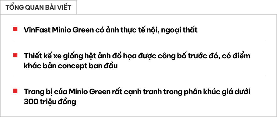 Bóc tách trang bị VinFast Minio Green từ loạt ảnh nội, ngoại thất rò rỉ sớm: Cụm đèn 'ăn tiền', bên trong có nhiều điểm thực dụng - Ảnh 1.