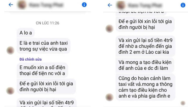 Chặt ch&eacute;m taxi gần 5 triệu đồng: Nạn nh&acirc;n nhận tin nhắn xin trả lại tiền - Ảnh 1.