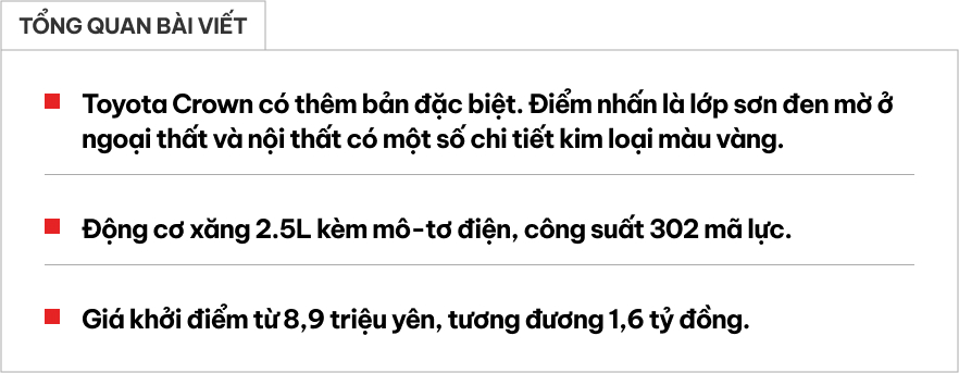 'Xe chủ tịch' Toyota Crown có bản đặc biệt: Giá quy đổi từ 1,6 tỷ đồng nhưng muốn mua chưa chắc bạn đã mua được - Ảnh 1.