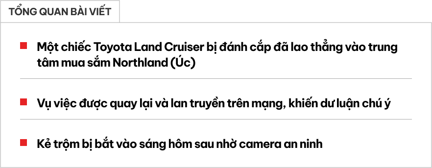 Trộm đánh liều lái Toyota Land Cruiser đâm xuyên trung tâm thương mại để trốn cảnh sát- Ảnh 1.