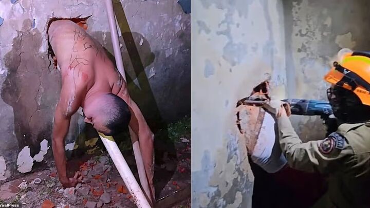 Tù nhân vượt ngục mắc kẹt trong tường và cuộc giải cứu đầy kịch tính - Ảnh 1.