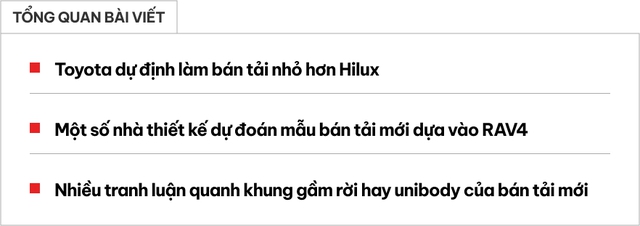 Bán tải Toyota nhỏ hơn Hilux mà thế này thì dễ hot: Thiết kế hiện đại như RAV4, có thể dùng máy hybrid - Ảnh 1.