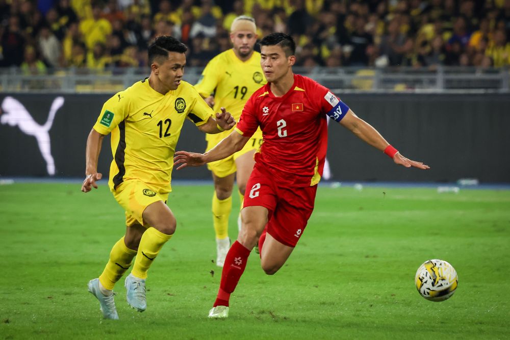 Arif Aiman trong trận đấu gặp tuyển Việt Nam ngày 10/6 vừa qua.