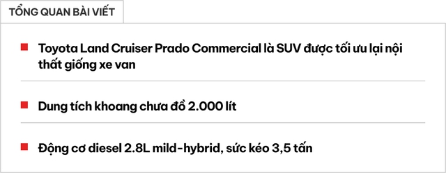 Toyota Land Cruiser Prado th&ecirc;m bản mới hợp d&acirc;n c&ocirc;ng tr&igrave;nh, người m&ecirc; độ: Chỉ 2 chỗ, cốp si&ecirc;u lớn, động cơ hybrid nhẹ - Ảnh 1.