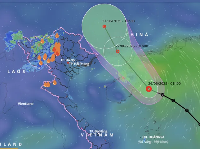 Tàn dư áp thấp nhiệt đới gây mưa lớn ở miền Bắc từ đêm 28 / 6 - Ảnh 1.