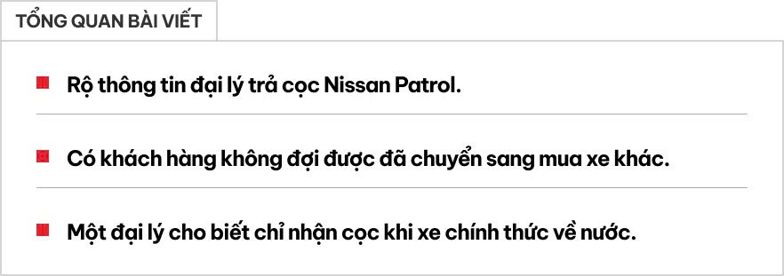 Đại lý chấp nhận trả cọc Nissan Patrol, vẫn để ngỏ khả năng xe về nước, nhưng có khách 'nản lòng' quay sang mua xe khác - Ảnh 1.