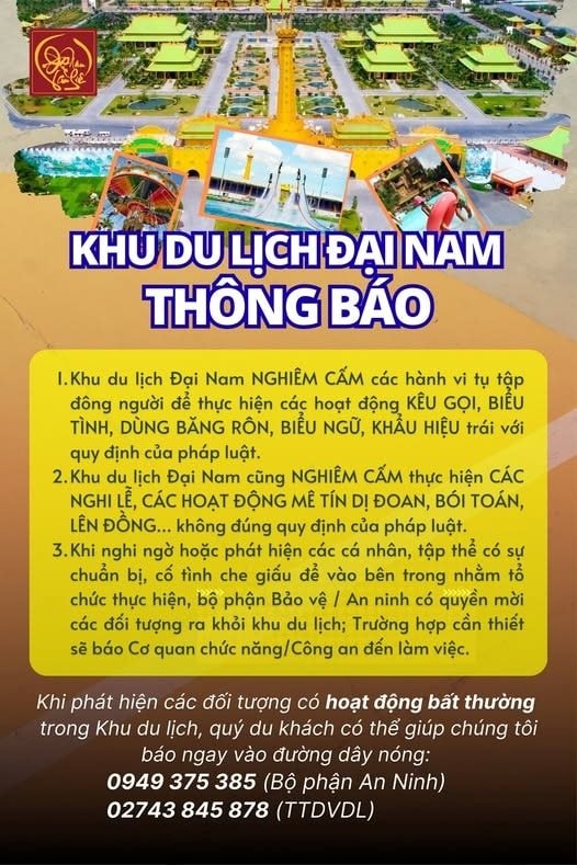 Khu du lịch Đại Nam của bà Nguyễn Phương Hằng phát thông báo nghiêm cấm một loạt hành động của du khách- Ảnh 2. Khu du lịch Đại Nam của bà Nguyễn Phương Hằng phát thông báo nghiêm cấm một loạt hành động của du khách- Ảnh 2.