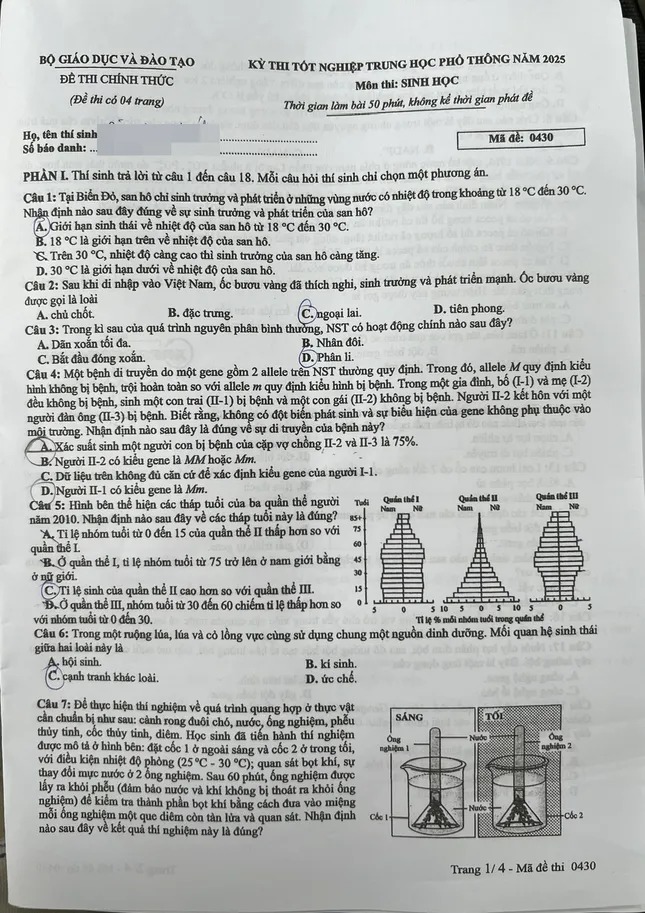 Cập nhật Đáp án các môn tự chọn thi tốt nghiệp THPT 2025 cho thí sinh - Ảnh 16.