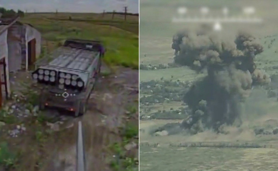 Vụ nổ như bom nguyên tử khi MLRS M1991 của Triều Tiên bị phá hủy ở Ukraine - Ảnh 1.