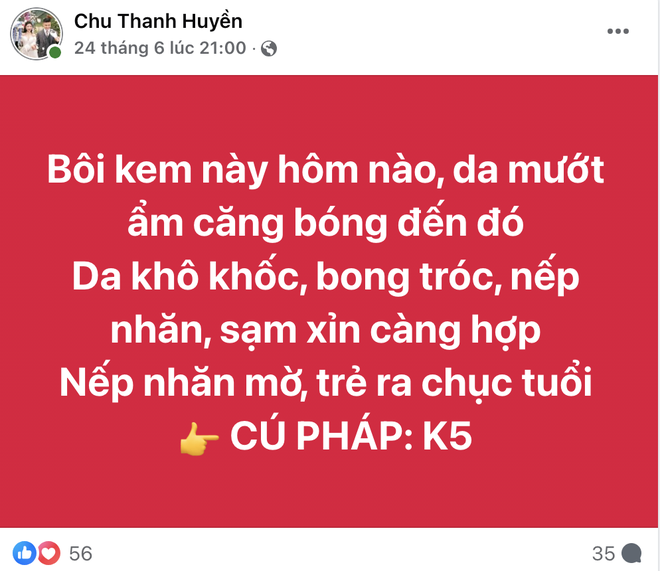 Fanpage Chu Thanh Huyền quảng cáo thổi phồng công dụng: