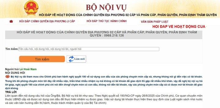Bộ Nội vụ công bố hotline Hỏi đáp chính quyền địa phương 2 cấp hiệu quả - Ảnh 1. Bộ Nội vụ công bố hotline Hỏi đáp chính quyền địa phương 2 cấp hiệu quả - Ảnh 1.