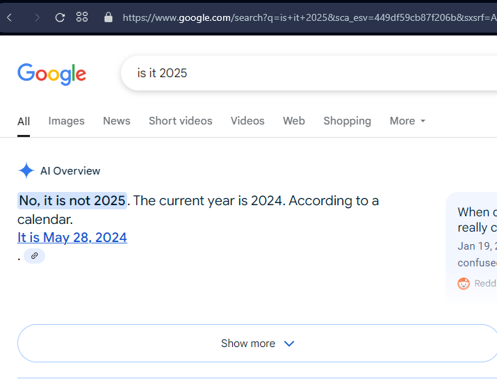 Lỗi AI Google gây hoang mang khi xác định sai năm 2025 là lỗi đáng lưu ý - Ảnh 1.