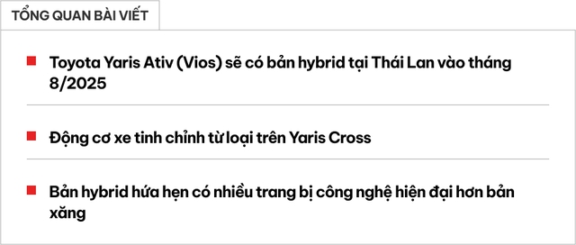 Toyota Vios hybrid ra mắt tháng 8: Động cơ tinh chỉnh từ Yaris Cross, tiêu thụ từ 3,8 lít/100km, về Việt Nam sẽ gây khó City, Accent - Ảnh 1.